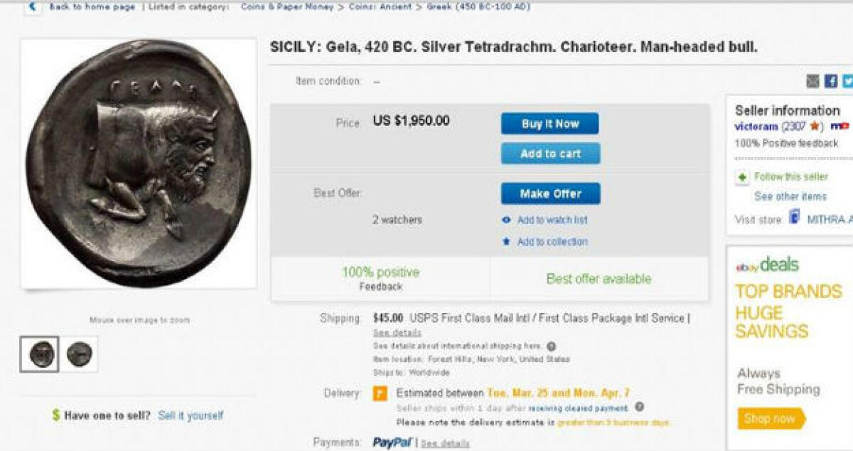 Falsificata o rubata? Una moneta d'argento arcaica in vendita sul web - 