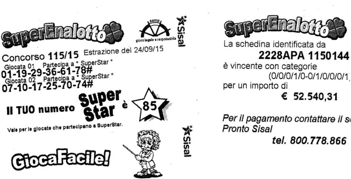 Gioca 2 euro e ne vince 52mila al SuperEnalotto, pensava di incassarne meno di 200 - 
