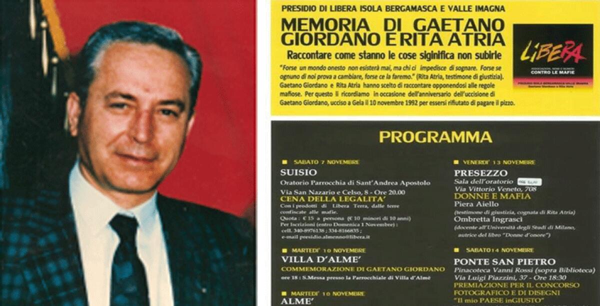 Giordano ucciso 23 anni fa, iniziative a Villa D'Almè ma la sua città dimentica l'eroe antiracket - 