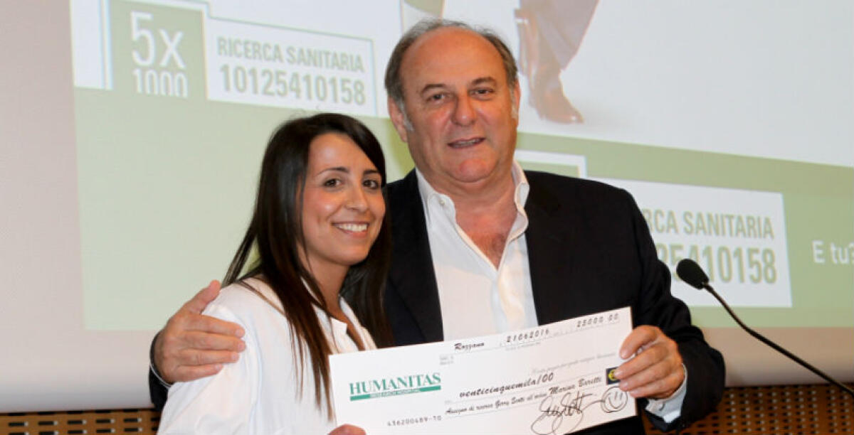 Marina Baretti premiata come eccellenza Humanitas, Gerry Scotti ha consegnato l'assegno di ricerca - 