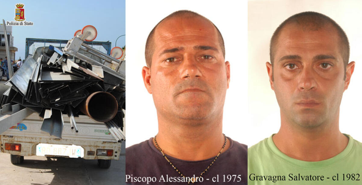 Rubavano ferro dallo stabilimento Zappalà, arrestati Gravagna e Piscopo: i poliziotti li hanno bloccati - 