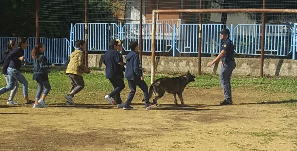 Unità cinofila di Polizia alla "Verga", incontro con gli alunni di via Salonicco - 