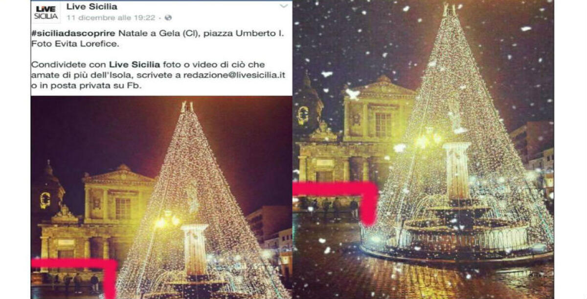 La "nevicata" in piazza Umberto immortalata nella foto? E' un falso: vi spieghiamo le ragioni - 