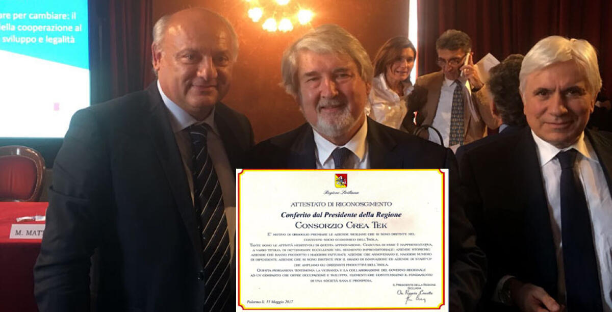 Eccellenza del territorio siciliano, premiato a Palermo il neo consorzio Crea Tek - 