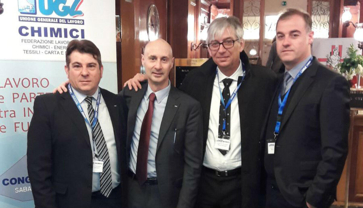 I chimici dell'Ugl al congresso nazionale, Alario: "protocollo e area di crisi non decollano" - Andrea Alario insieme  a Eugenio Cavallaro e al segretario Luigi Ulgiati