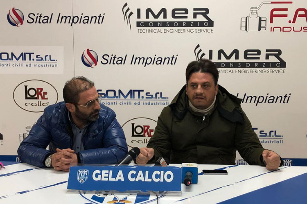 I Mendola sono stanchi delle promesse sul Presti, Melfa: "Se non si risolve mi dimetterò" - Il direttore generale Croci Caiola ed il presidente del Gela Angelo Mendola