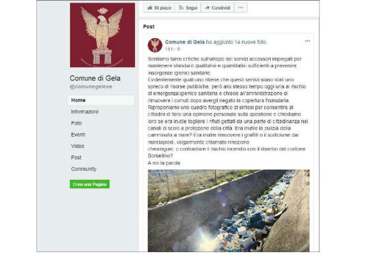 La pagina facebook del Comune per l'attacco ai consiglieri, chi c'è dietro? Siragusa: "Siciliano sta occupando tutto" - Il post "politico" sulla pagina istituzionale del Comune