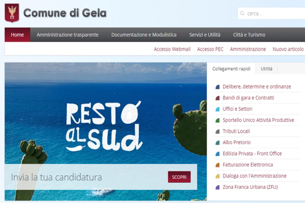 Amministrazione trasparente, il Comune di Gela tra i meno virtuosi dell'isola - Il sito istituzionale del Comune
