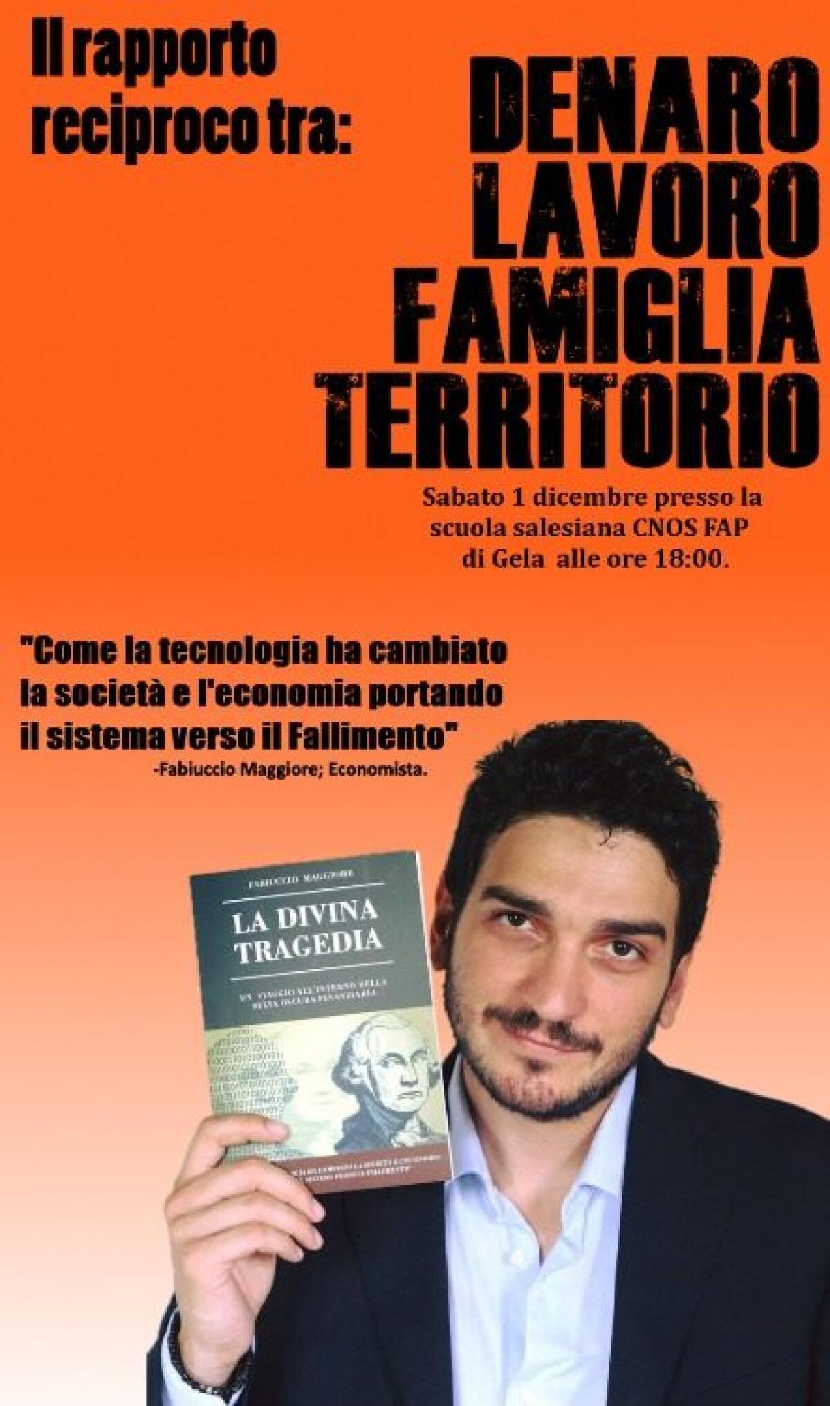 "La divina tragedia", convegno di Economia al Cnos - locandina del convegno
