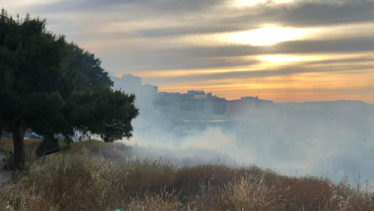 Aree incolte in fiamme, in via Butera fuoco vicino a pompa di benzina - 