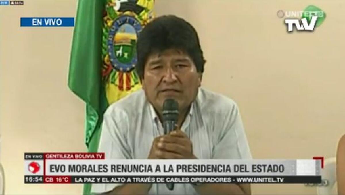 IN BOLIVIA SI DIMETTE PRESIDENTE MORALES - 