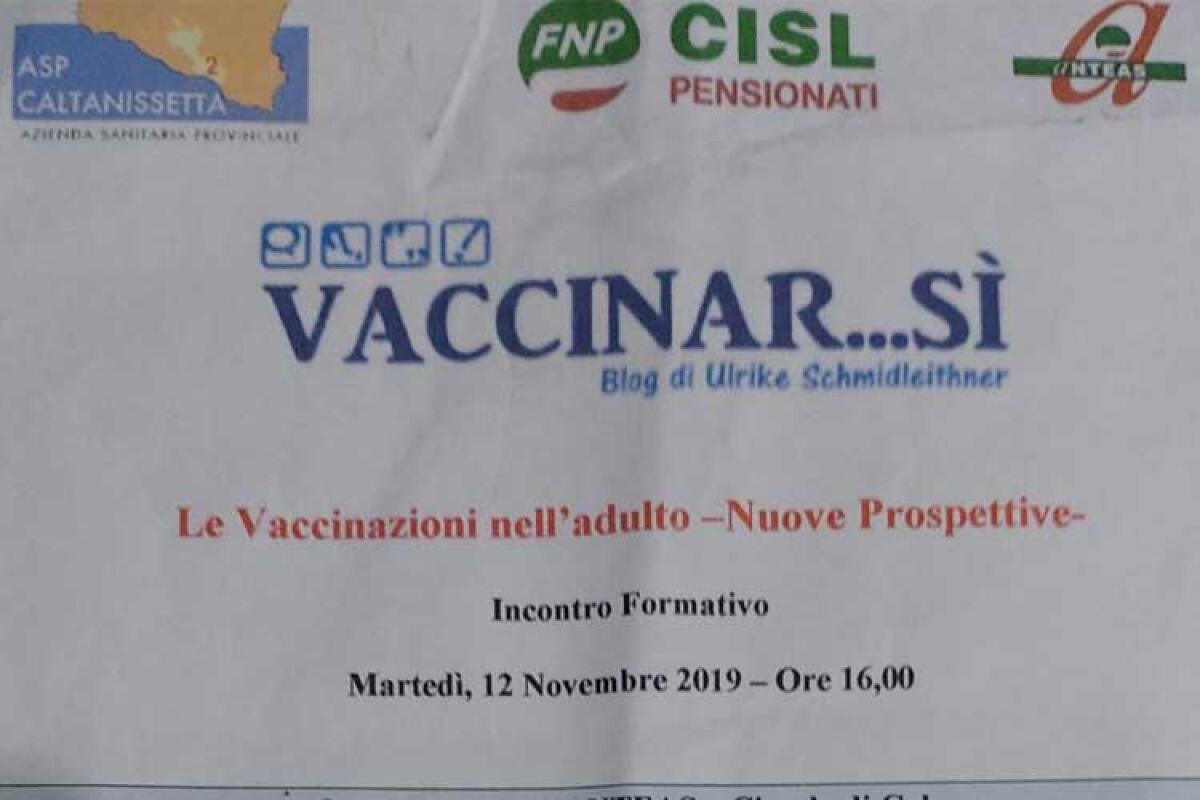 Vaccino per adulti, l'Anteas spiega il perchè - In alto la locandina dell'evento Vaccinar...Sì