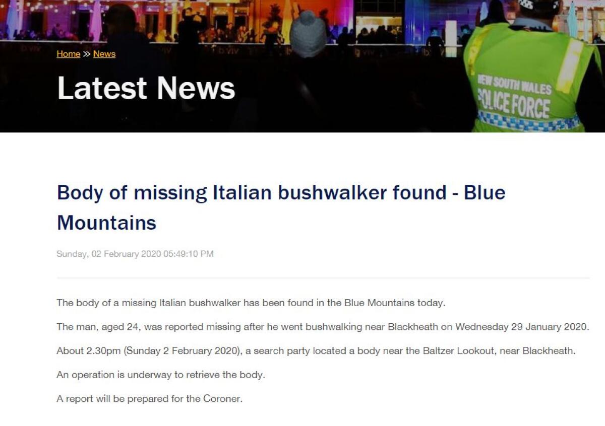 Australia, trovato morto 24enne di Cesenatico - 