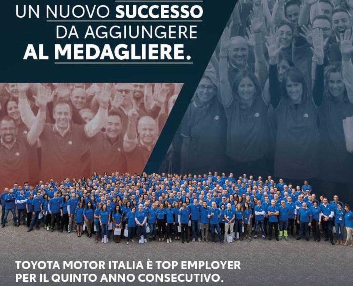 Toyota Italia è Top Employer per il quinto anno consecutivo -
