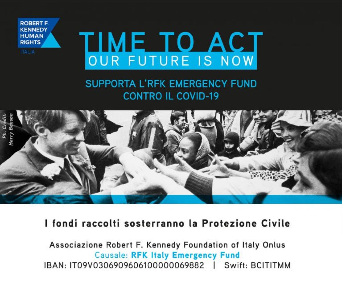 La Fondazione RF Kennedy promuove raccolta fondi per la Protezione Civile - 