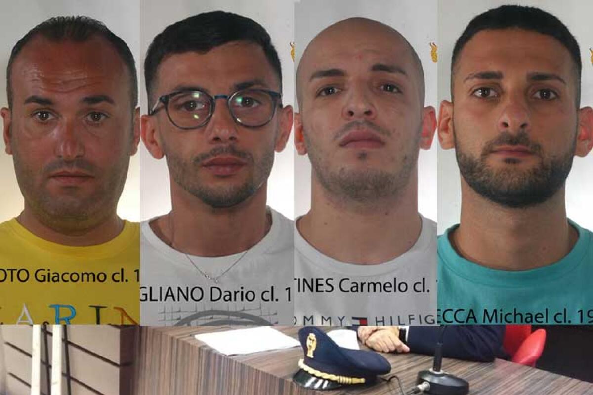 Prima il furto poi la ricettazione, ecco chi gestiva la banda criminale - Da sinistra: Giacomo Di Noto, Dario Gagliano, Carmelo Martines, Michael Smecca.