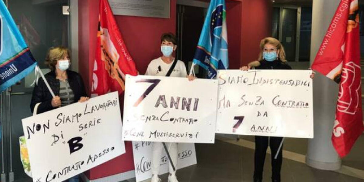 Lavoratori pulizie e multiservizi, "da 7 anni senza contratto": sit-in anche in città - I lavoratori del settore attendono il rinnovo contrattuale da ormai sette anni