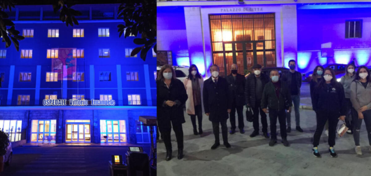 Giornata sull'autismo, ospedale e municipio illuminati di blu - Ospedale e municipio illuminati di blu