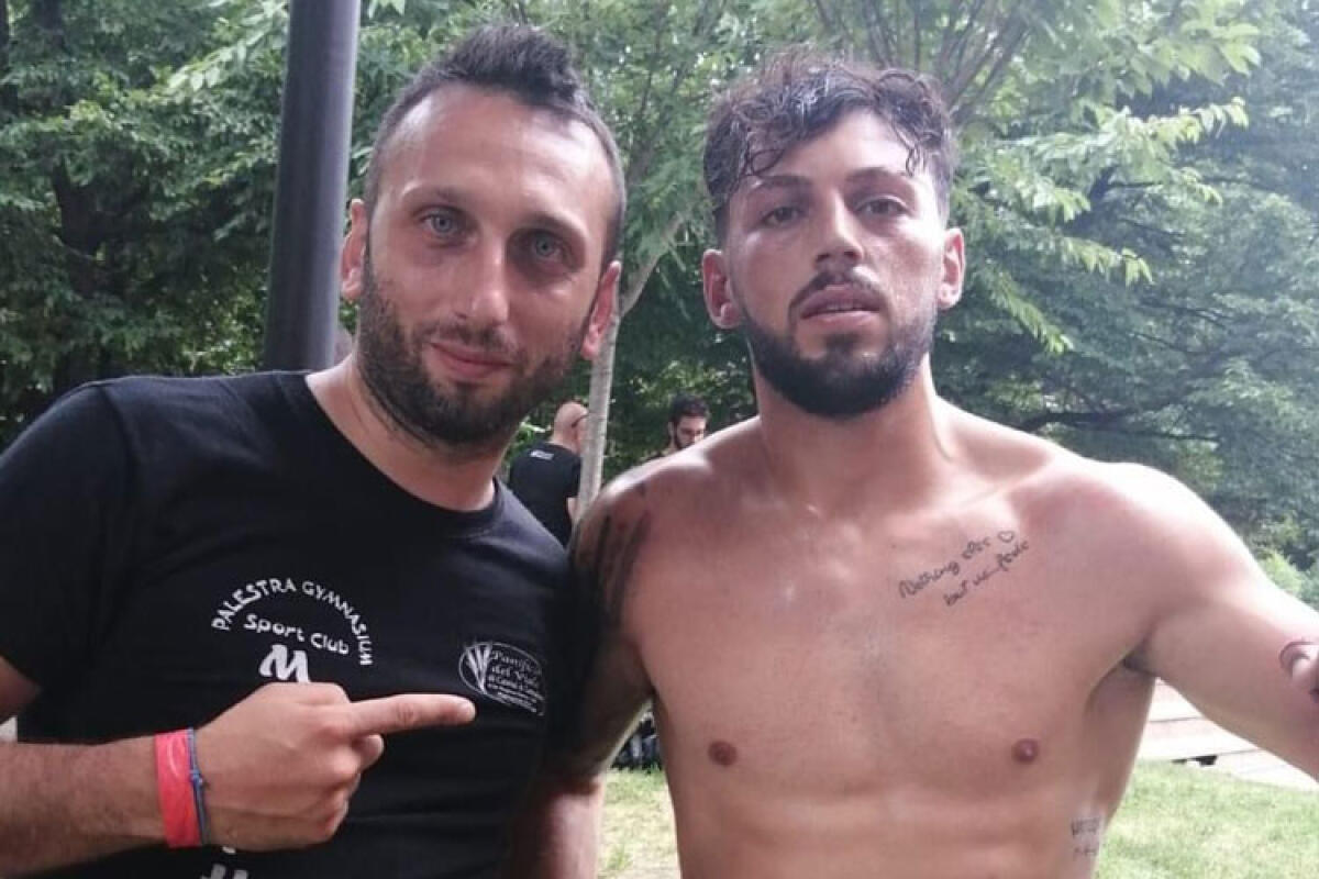 Gaetano Bonini protagonista nel “full contact”: sconfitto in finale - Nella foto in alto, da sinistra: Antonio Greco (allenatore) e Gaetano Bonini.