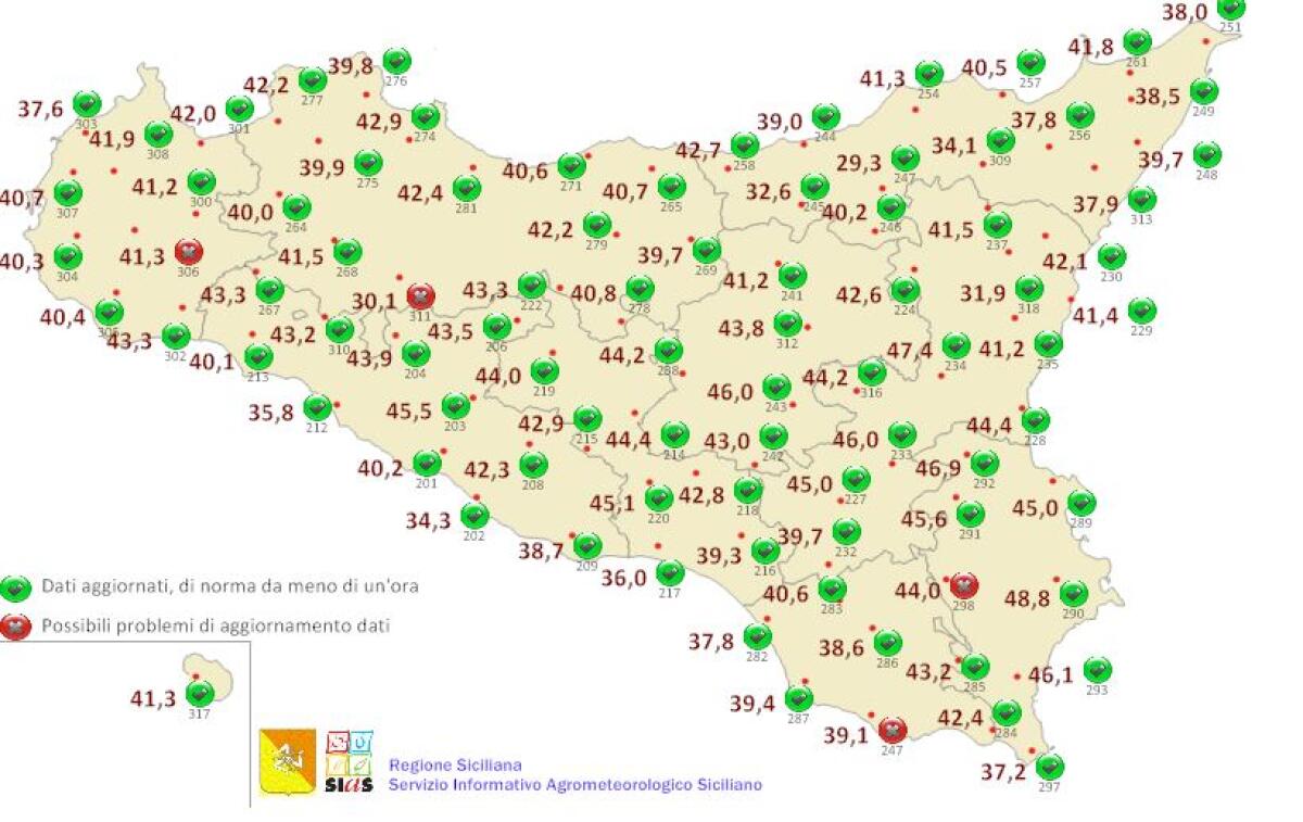 Caldo record nel Siracusano, raggiunti i 48,8 gradi - 