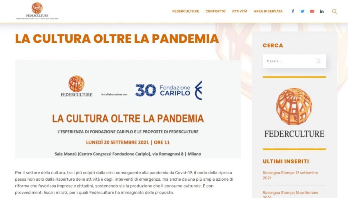 La cultura in crisi per il Covid, le proposte fiscali di Federculture - 