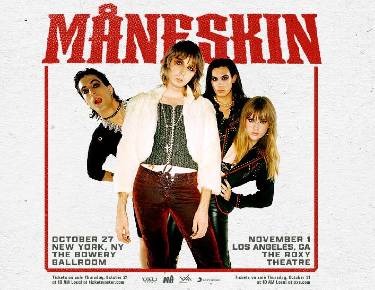 Maneskin, due show a New York e Los Angeles - 