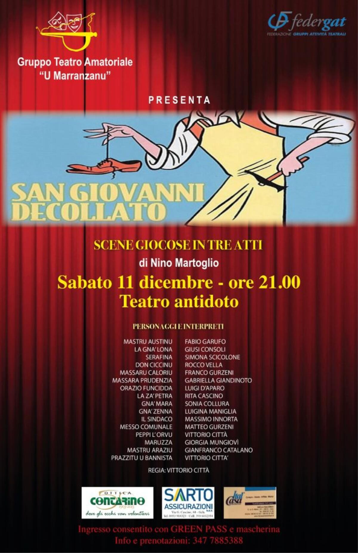 All'Antidoto arriva Martoglio, in scena "San Giovanni decollato" - 