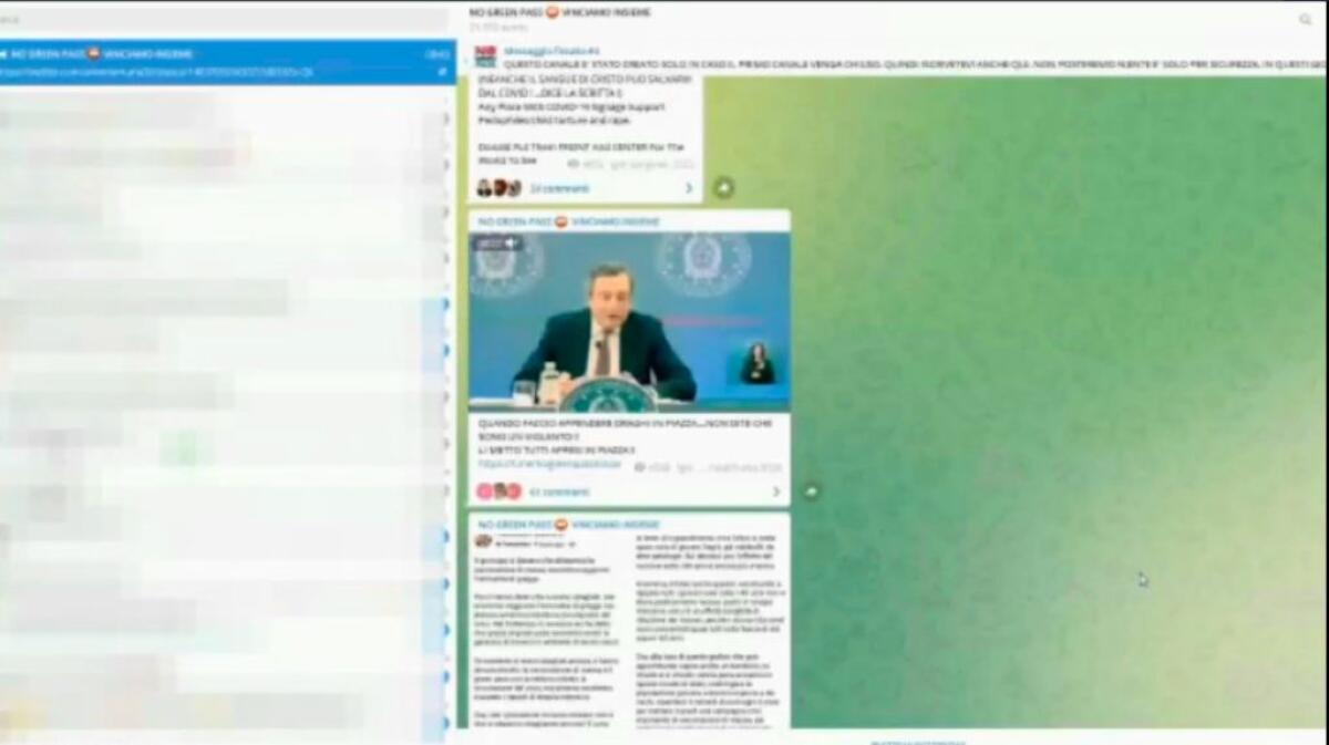 Messaggi d’odio No Vax su Telegram, minacce a Draghi e Biden - 