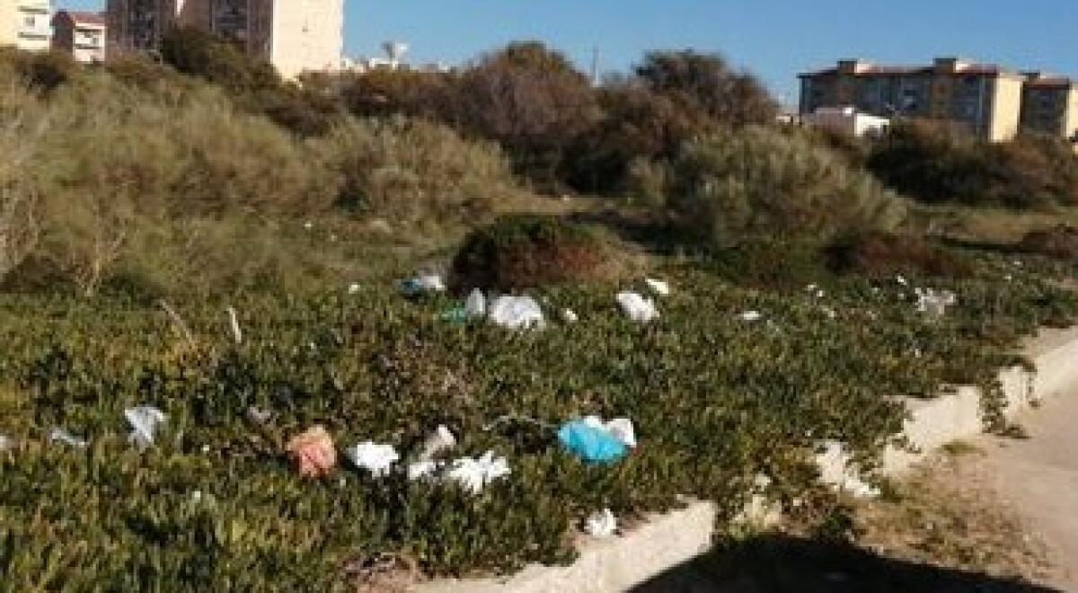 Rotonda est sul lungomare, ancora rifiuti nelle aree verdi e negli accessi al mare - Rifiuti nelle aree verdi della rotonda est del lungomare