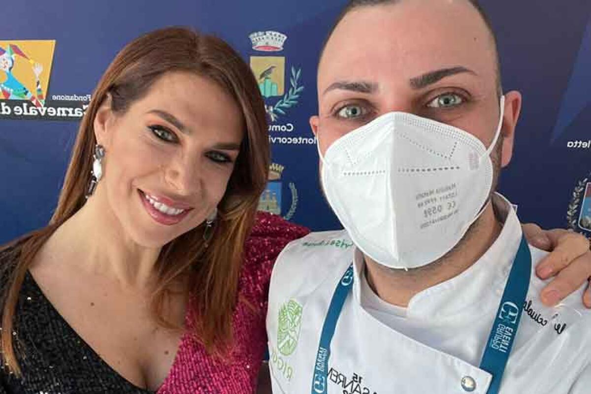 La pizza di Cacciuolo spopola tra i big del Festival di Sanremo - Nella foto in alto: Veronica Maya e Daniele Cacciuolo.