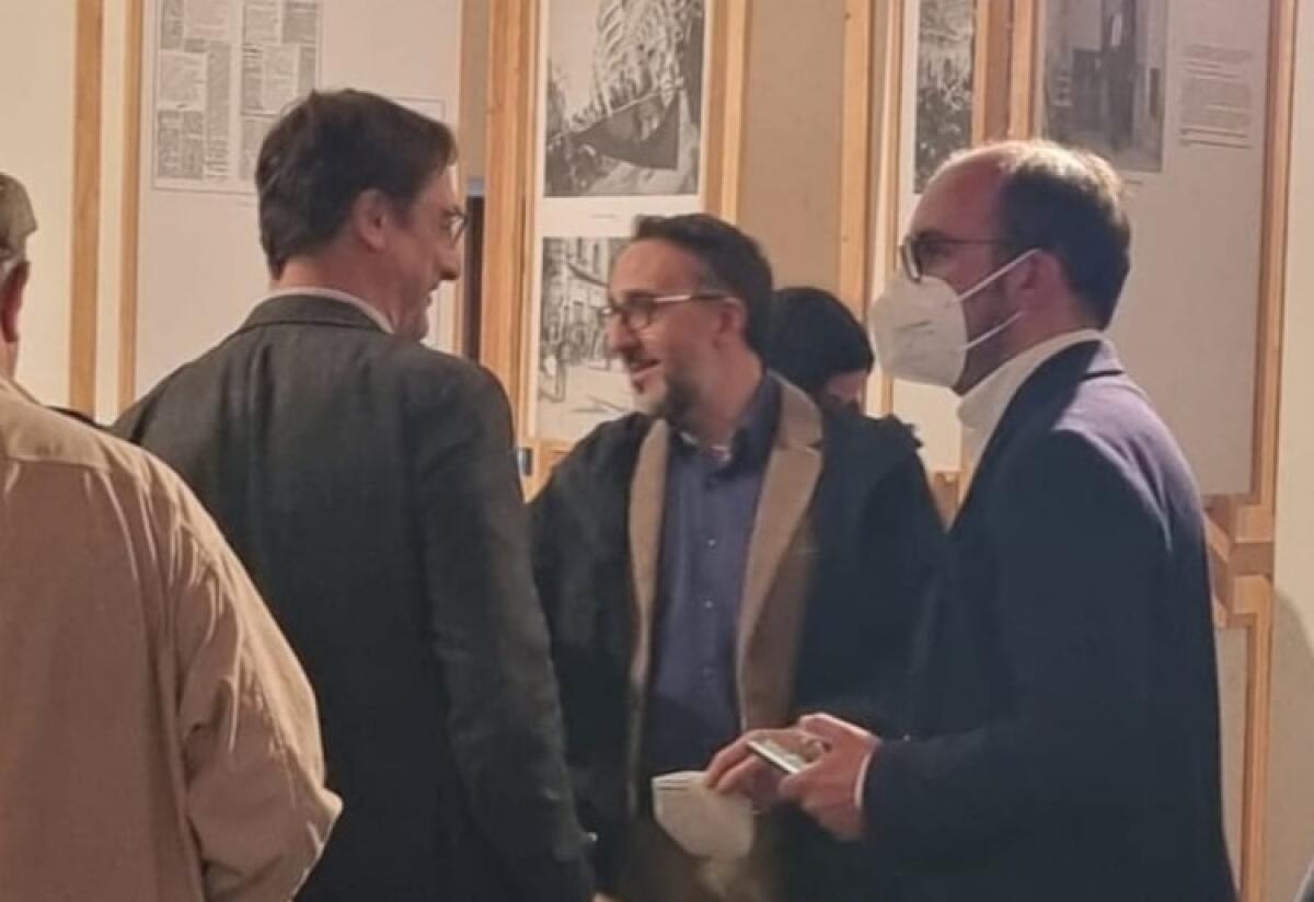 Il ricordo della stage di Portella della Ginestra, Giudice all'iniziativa con Fava - Fava e Giudice all'inaugurazione