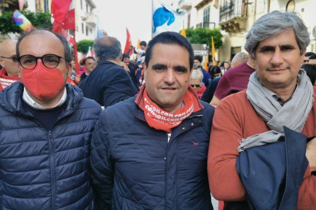 Cgil a Cinisi per Impastato, Giudice: "Una lotta fondamentale contro il giogo mafioso" - I vertici dela Cgil siciliana alla manifestazione di Cinisi