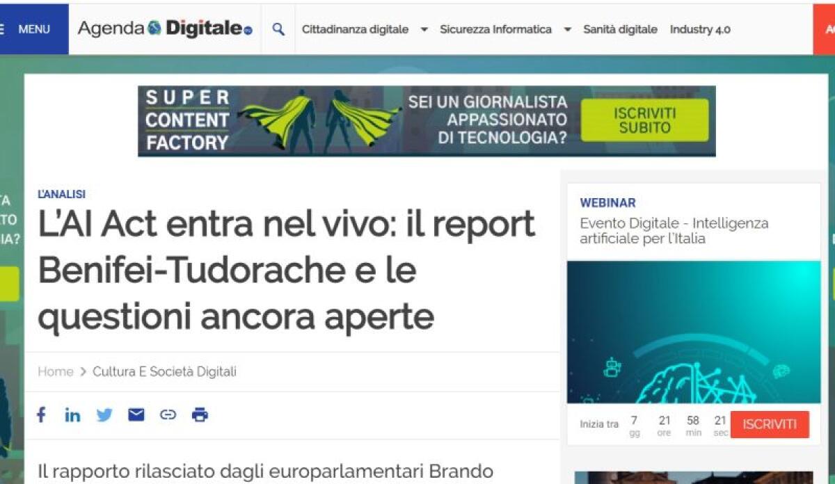 AI Act, dal report dei parlamentari Ue proposte su questioni aperte - 