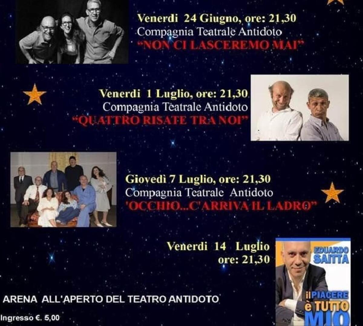 Quattro appuntamenti con la commedia all'aperto all'Antidoto - 