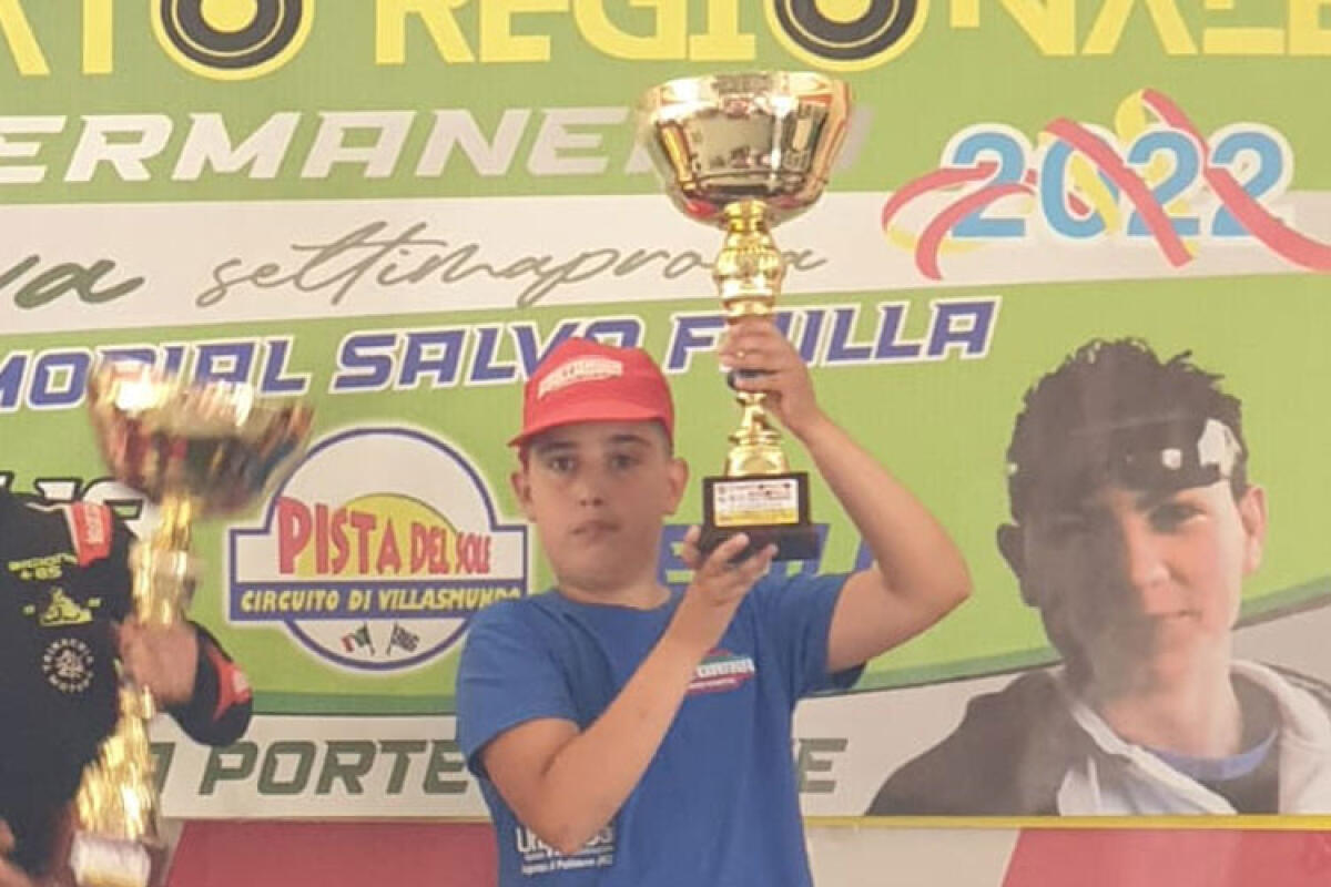 Kart regionale e Villasmundo, Matteo Bagnato ancora sul podio - Nella foto: Matteo Bagnato sul podio anche a Villasmudo.