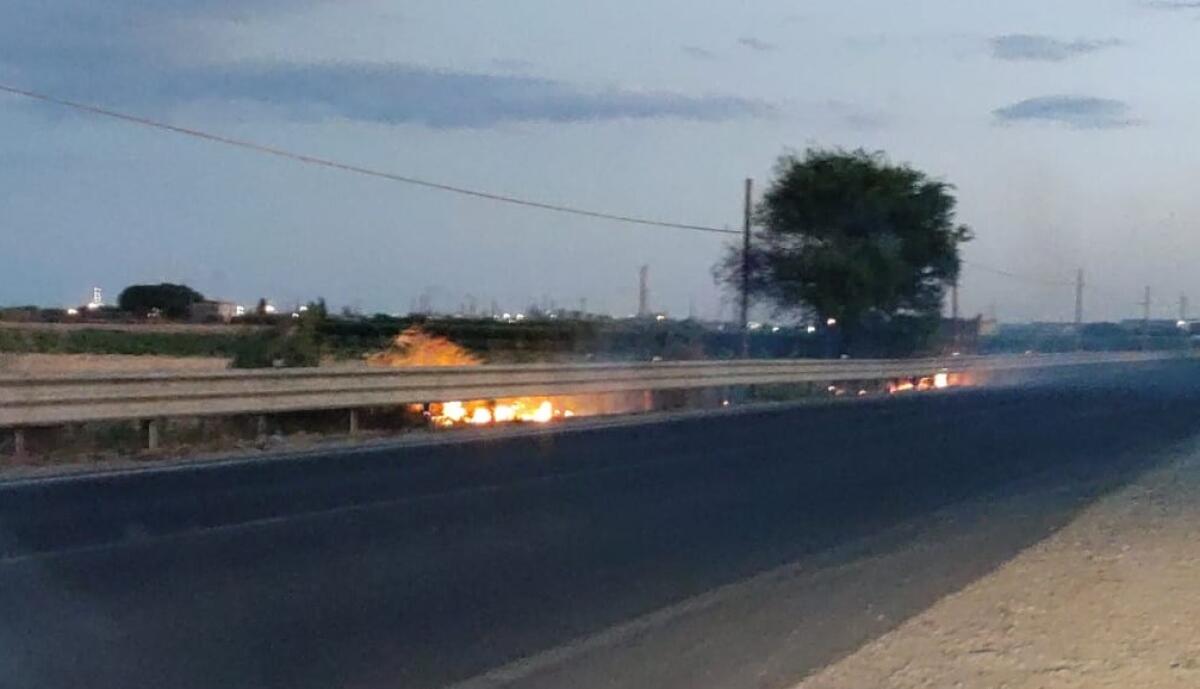 Fiamme sulla 117 bis, rogo a ridosso della strada - Le fiamme sulla 117 bis