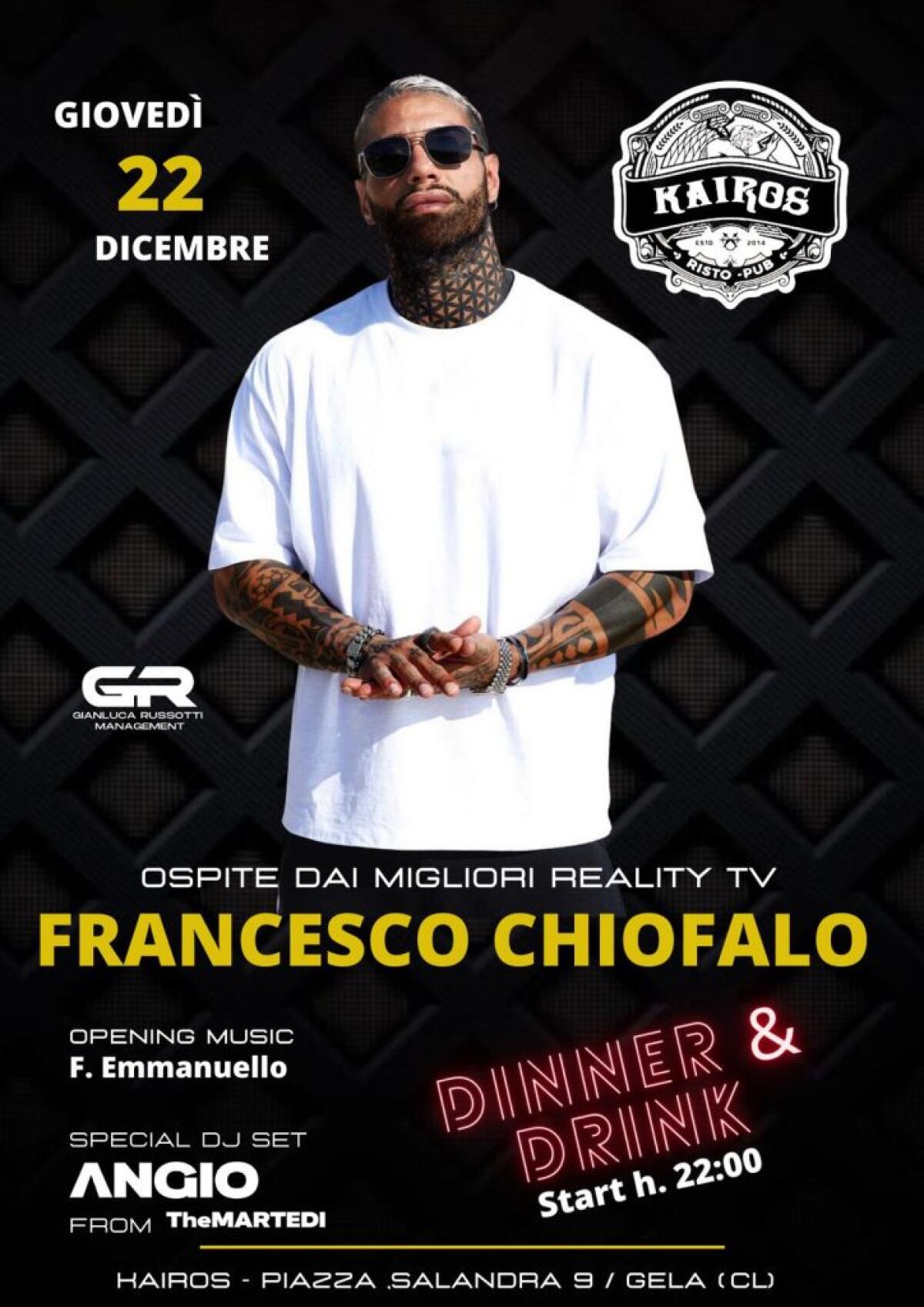 La GR Management porta a Gela Francesco Chiofalo - 