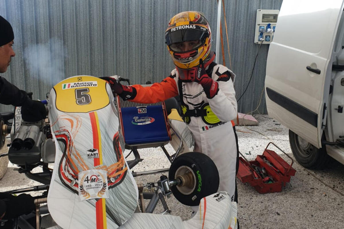 Kart, Matteo Bagnato protagonista a Melilli ma Aci Sport non assegna il punteggio - Nella foto in alto: Matteo Bagnato nei box della Pista del Sole di Melillli.