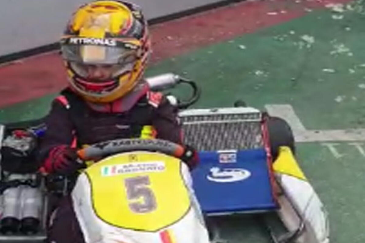 Campionato italiano karting, Matteo Bagnato a Cremona nella esordiente Okn-junior - Nella foto: Matteo Bagnato al Cremona circuit impegnato nella Okn-junior