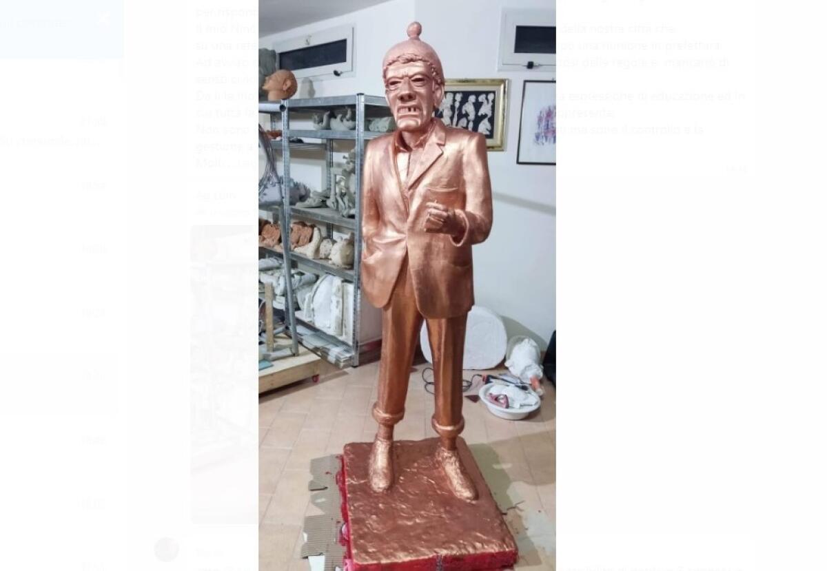 Una statua in onore di "Nino", l'artista Cascino: "In risposta ad alcune affermazioni del sindaco" -