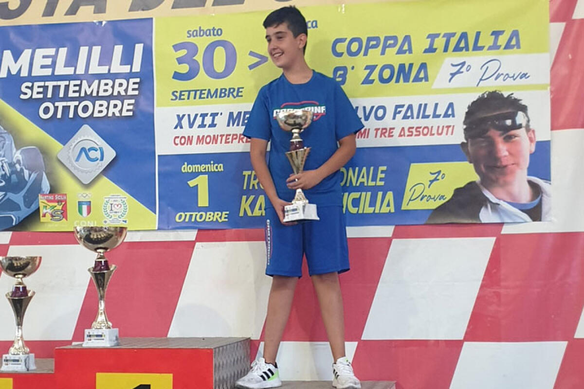 Kart Sicilia, Matteo Bagnato conquista a Melilli il settimo podio consecutivo - Nella foto: Matteo Bagnato terzo a Melilli, settimo podio consecutivo.