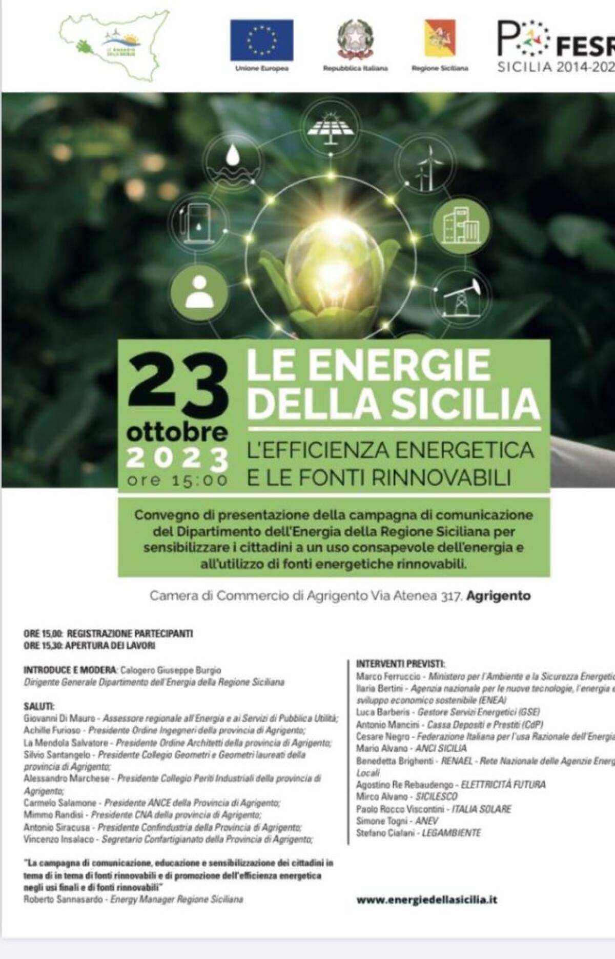 Ad Agrigento un convegno su rinnovabili ed efficienza energetica - 