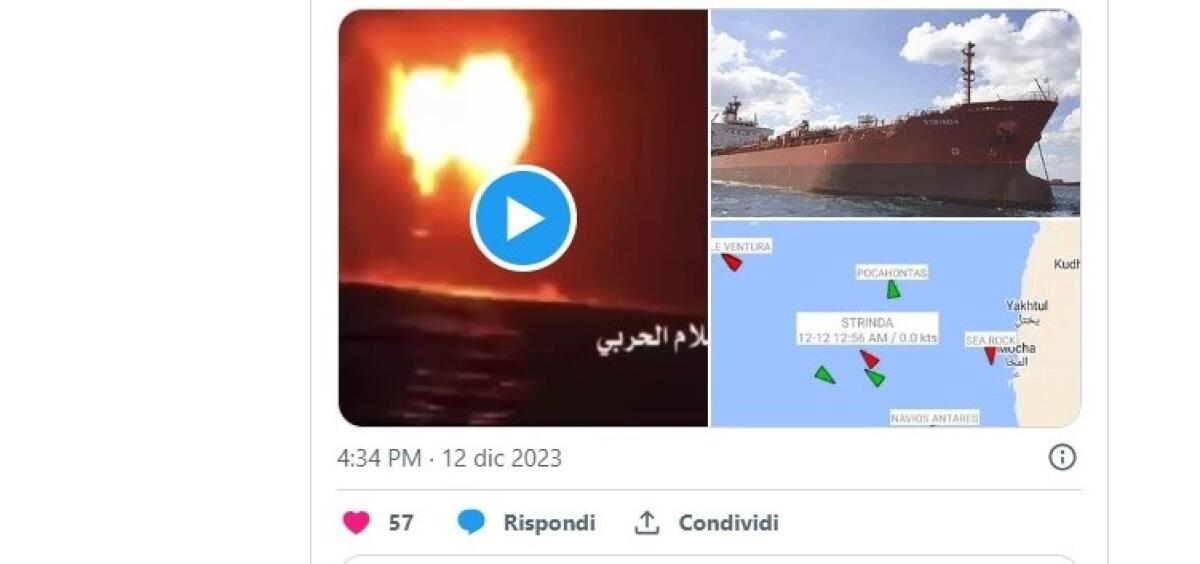 Attacco ad una nave che trasportava un carico per la Bioraffineria, rivendicato dai ribelli Houthi - 