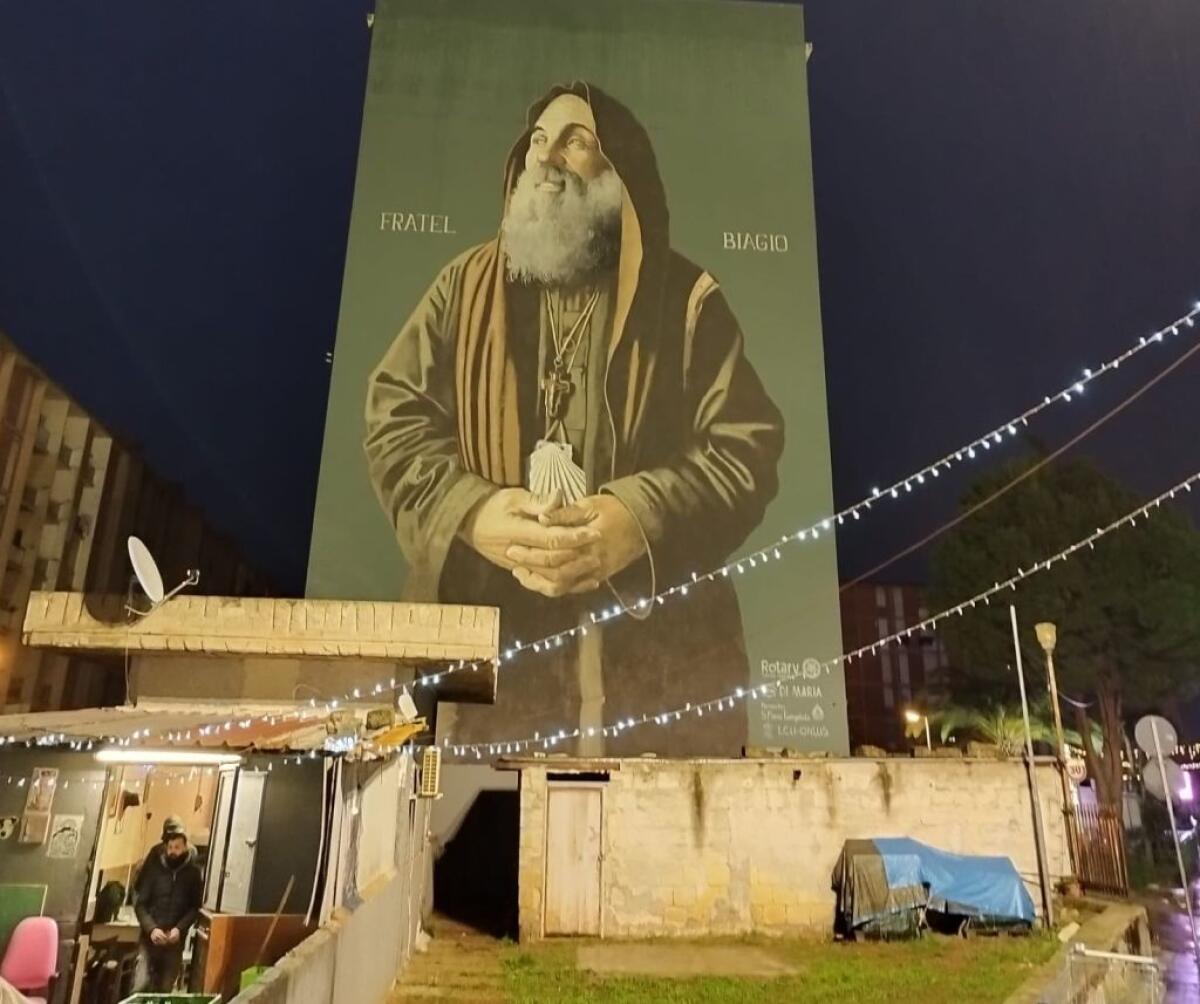 Sinergia Amg Energia-Comune Palermo, illuminato murale di Biagio Conte - 
