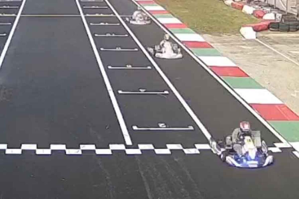 Karting, a Triscina la pioggia rovina i piani dei gelesi Matteo Bagnato e Marco Pintaudi - Nella foto: Matteo Bagnato, secondo al traguardo, durante le qualifiche sul Circuito di Triscina.