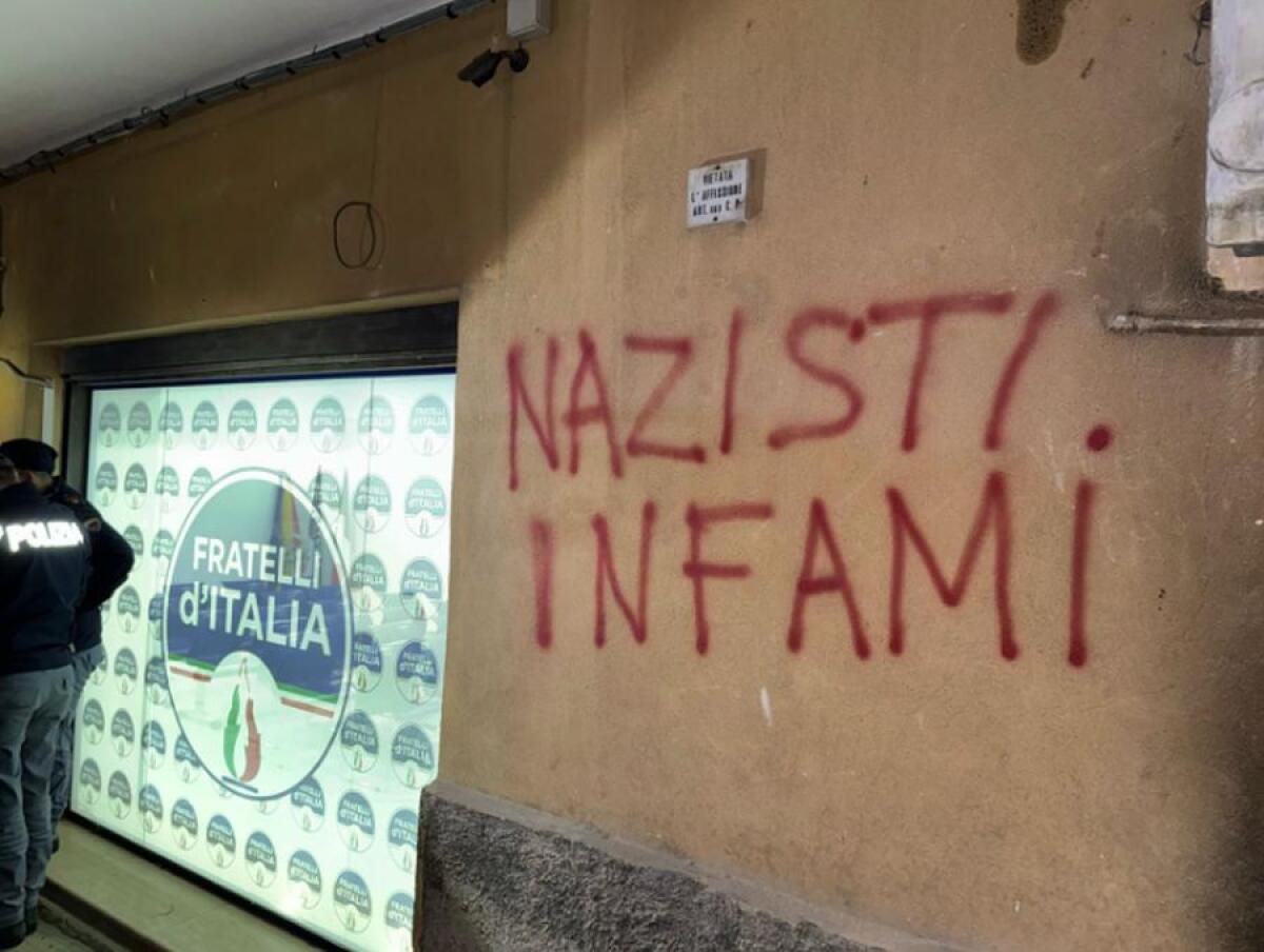 Agrigento, scritte intimidatorie contro la sede di Fdi. Savarino “Atto vile” - 