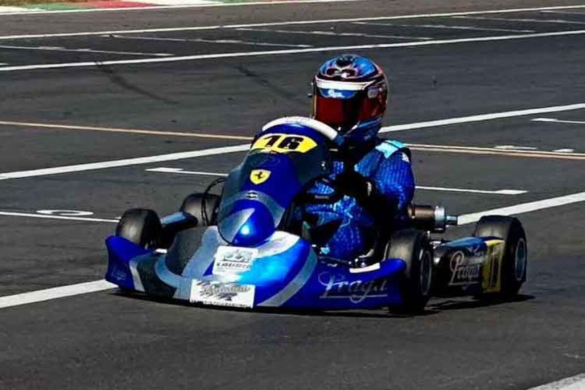 Kart regionale a Triscina, cresce Marco Pintaudi e Matteo Bagnato finisce in quinta - Nella foto: Marco Pintaudi sul rettilineo del kartodromo di Triscina.