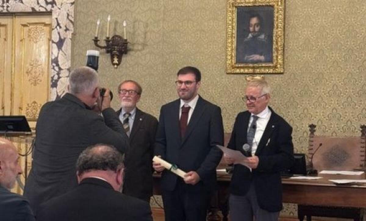 Drago premiato dall'Accademia nazionale dei Lincei, "importanti risultati dalla sua ricerca" - Davide Lorenzo Drago premiato all'Accademia dei Lincei