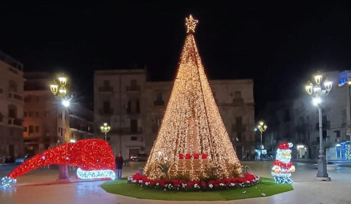 Piazza Umberto I illuminata dal tradizionale albero di Natale, in serata l'inaugurazione - 