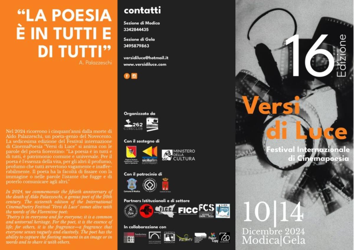 Via al Festival internazionale di cinepoesia "Versi di luce 2024": Gela e Modica protagoniste - 